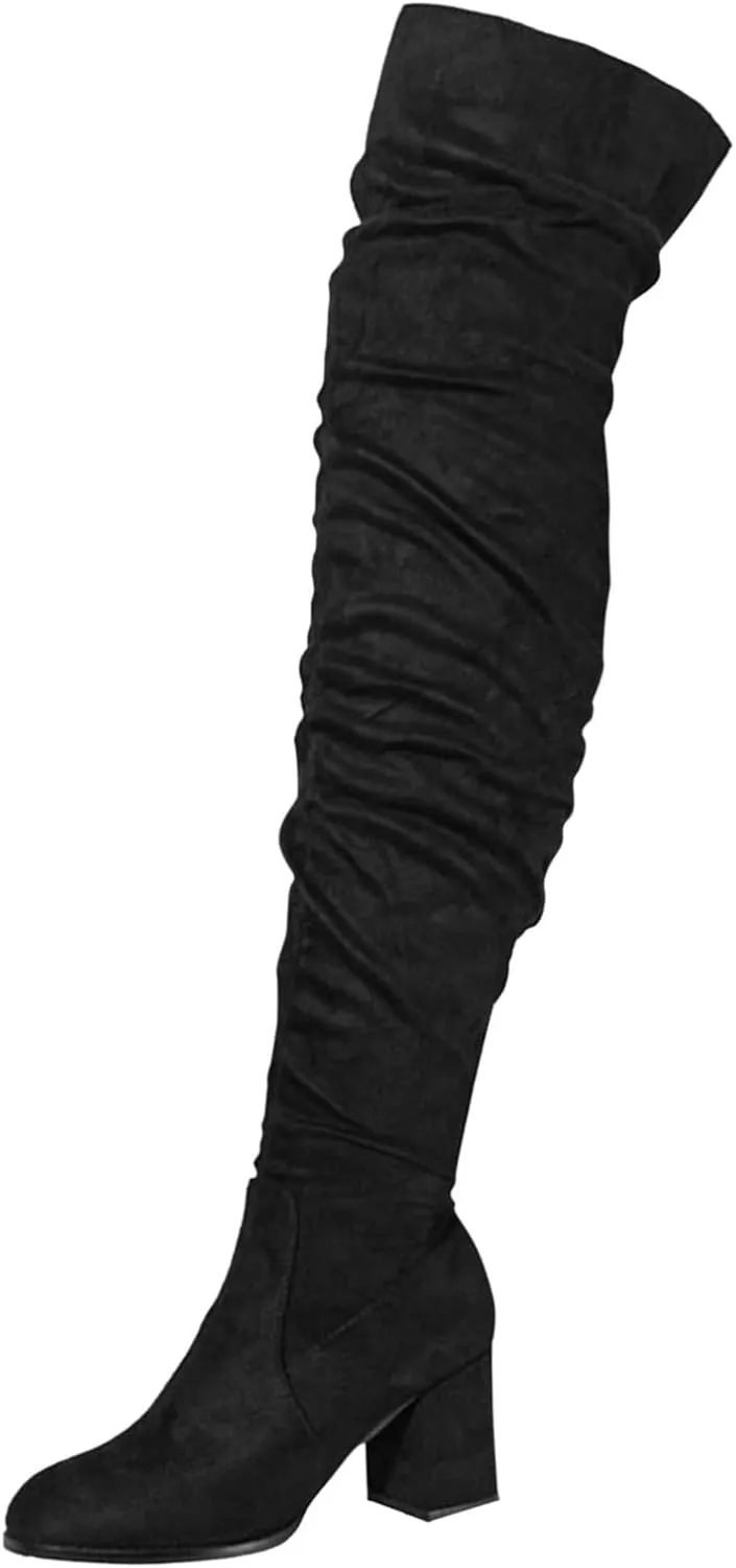 AMDBEL Thigh Highs Boots for Women, Boots for Women Fashion, Women's Over The Knee Thigh High Chunky High Heel Boots Long Stretch Sexy Fall Boots 2023