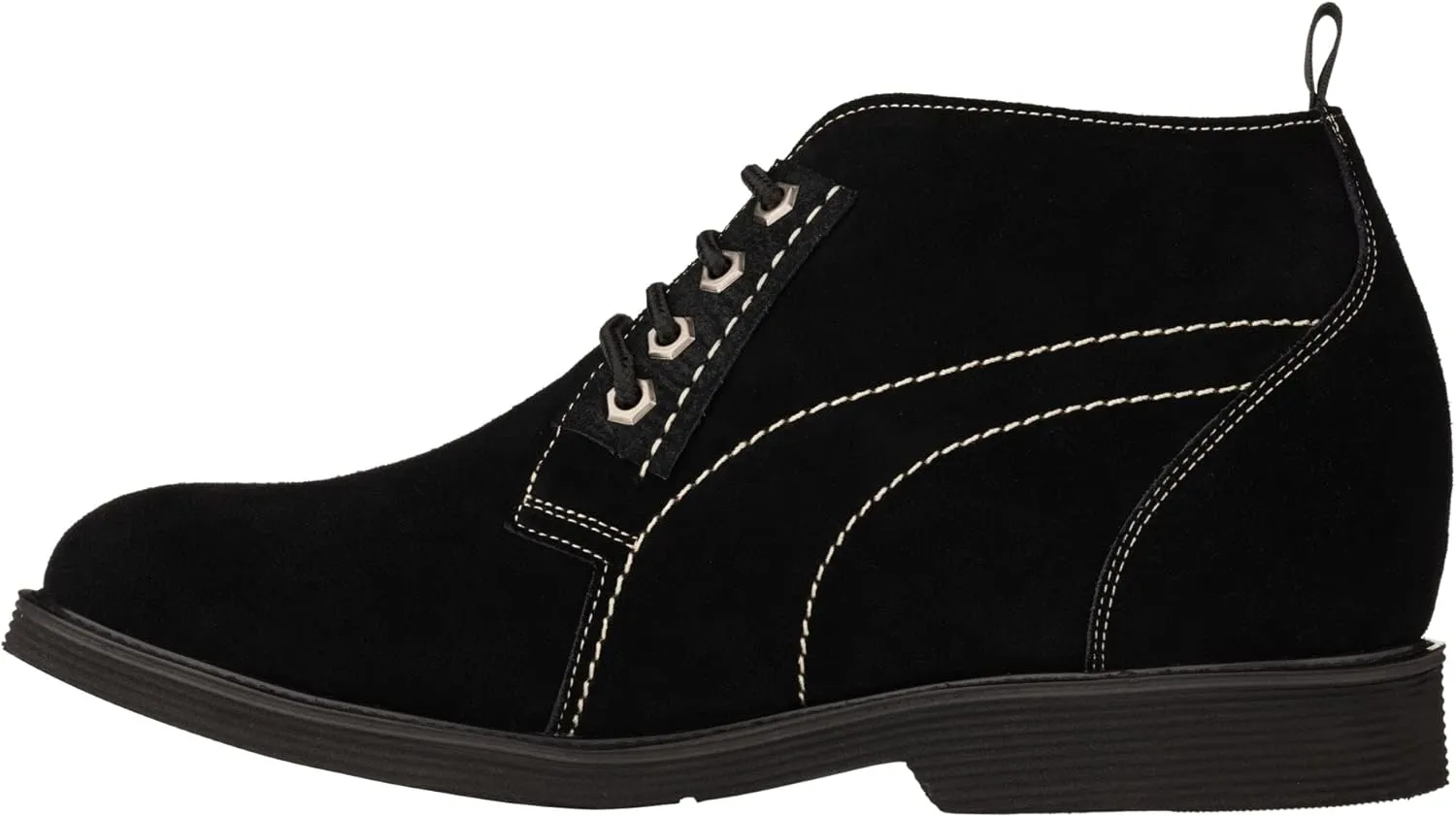CALTO Men's Invisible Height Increasing Elevator Shoes - Black Suede Leather Chukka Lace-up Ankle Boots - 3.2 Inches Taller - K9913 - Size 12 D(M) US