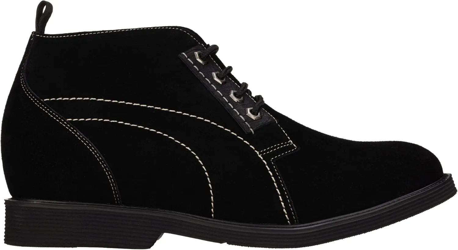 CALTO Men's Invisible Height Increasing Elevator Shoes - Black Suede Leather Chukka Lace-up Ankle Boots - 3.2 Inches Taller - K9913 - Size 12 D(M) US