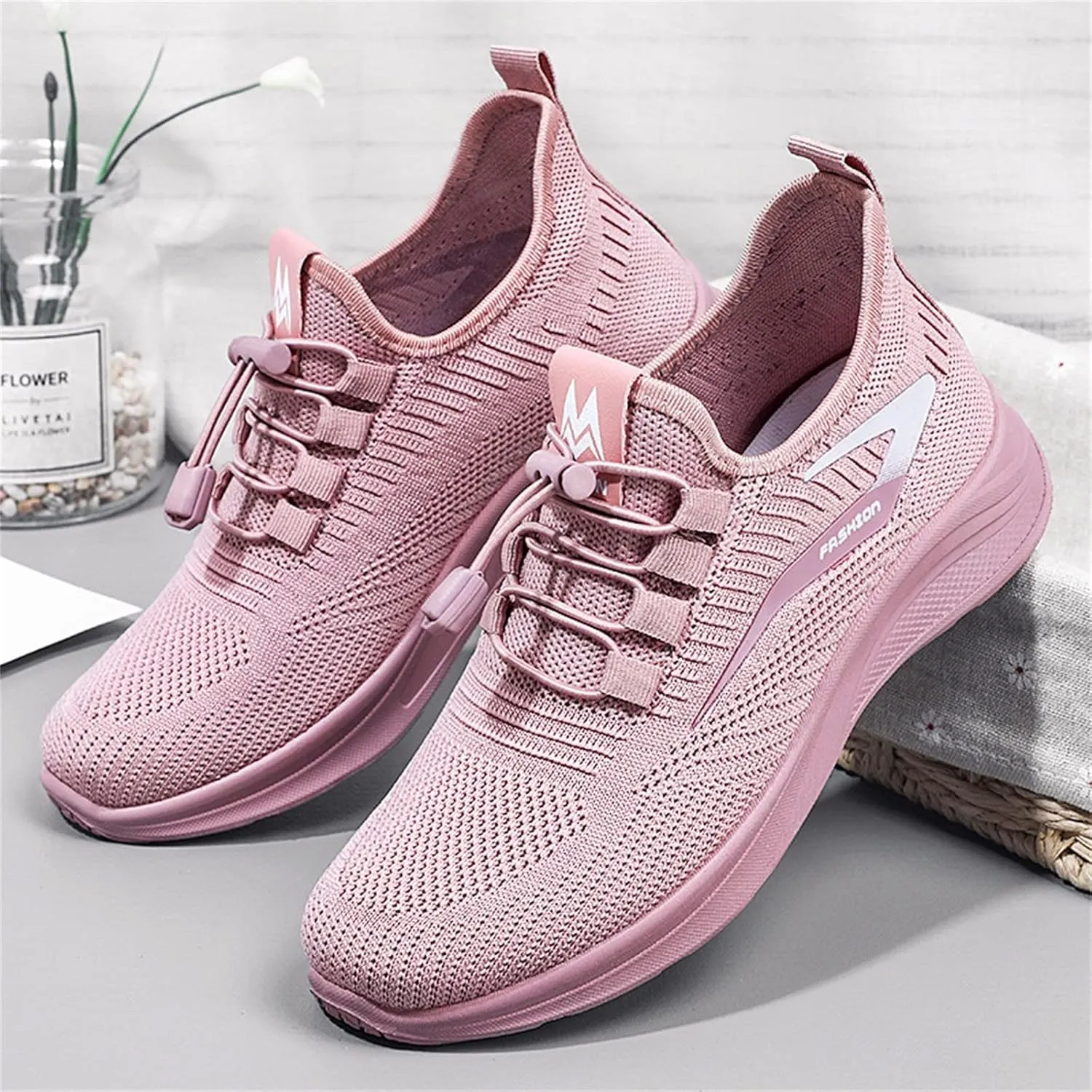 Classic Athletic Skateboard Sneakers for Women Lightweight Woven Orthopedic Walking Shoes Canvas Slip on Shoe