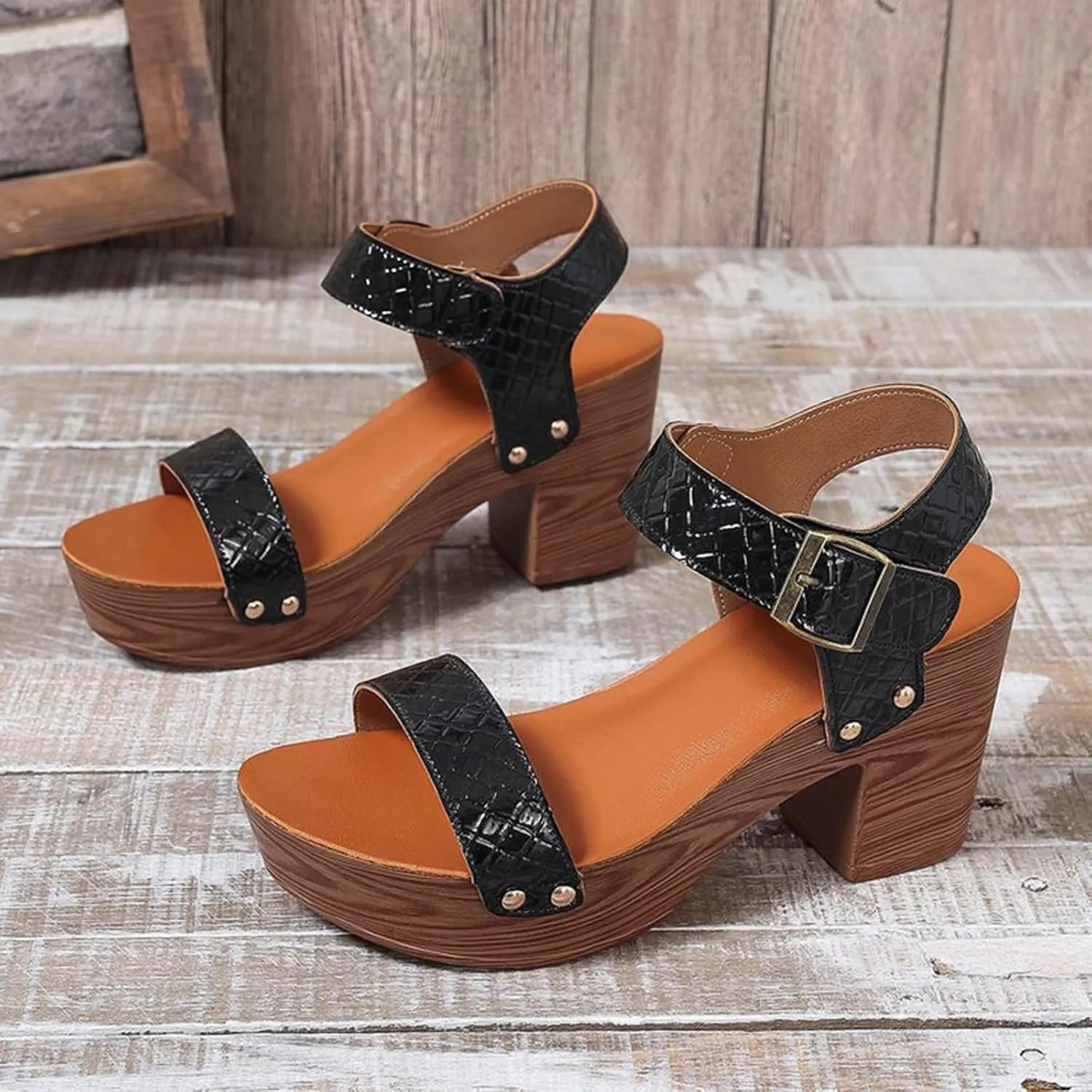 Heeled Sandals Strappy Square Open Toe Heels Toe Square Heels Comfortable Beach Shoes Sandals