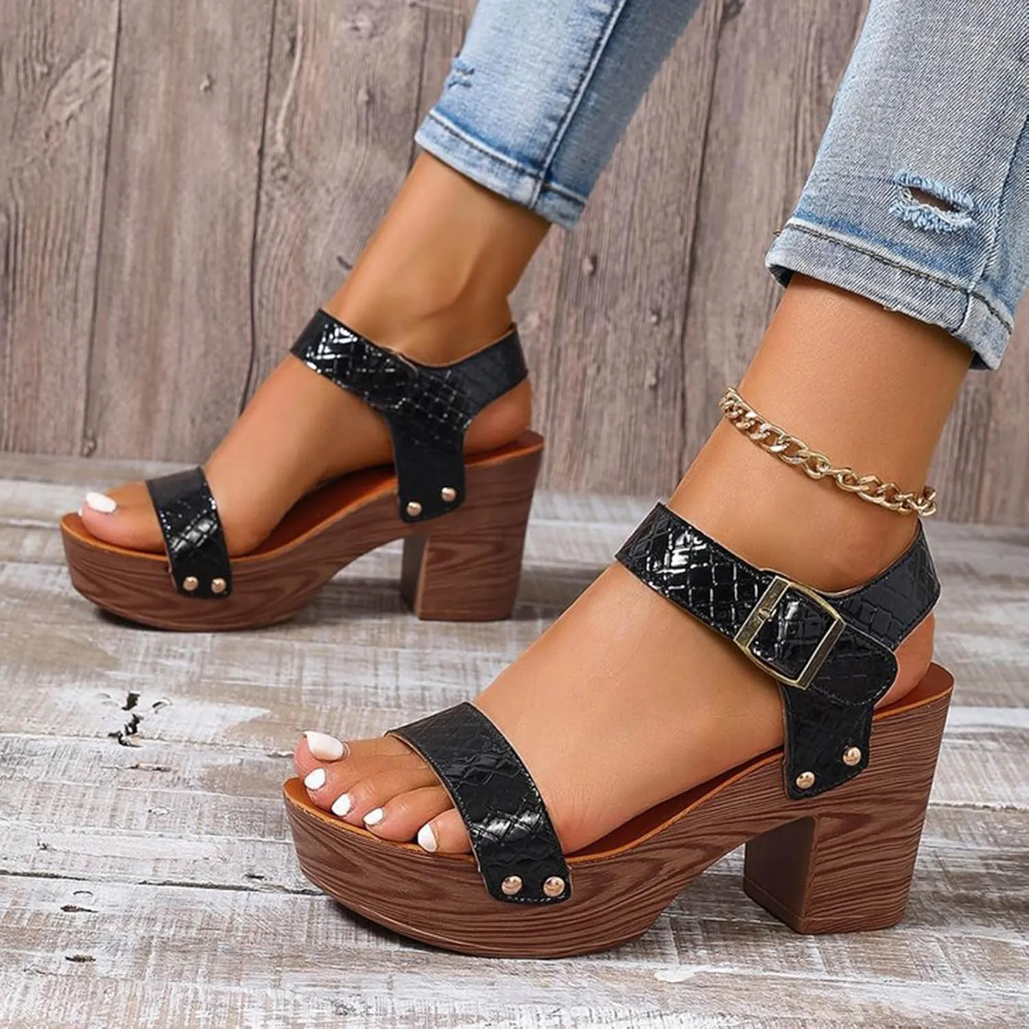 Heeled Sandals Strappy Square Open Toe Heels Toe Square Heels Comfortable Beach Shoes Sandals