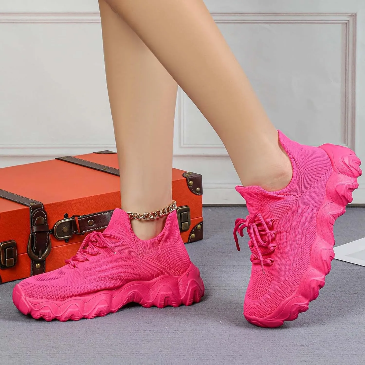 Kubbon Slip on Shoes Women Lightweight Breathable Non Slip Running Shoes Casual Orthopedic Walking Sneakers with Arch Support Plus Size Fashion Sneakers