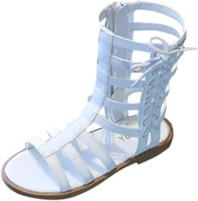 Open Toe Gladiator Sandal for 7-8 Years Toddler Girls’ Sandals Leather Sandals with Ankle Zipper Roman Shoes