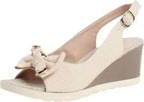 Sandals for Women 2025 Summer Solid Bow Orthopedic Sandals Buckle Wedge Heel Thick Sole Sandal with Arch Support Casual Open Toe Boho Beach Shoes Slip on Sandal 2025