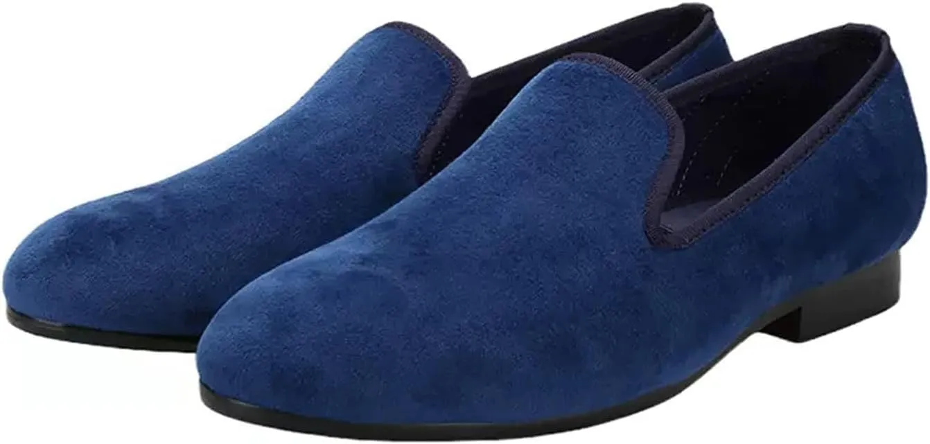 Santimon Men's Loafers Prom Wedding Dress Velvet Slip On Penny Loafers Fashion Tuxedo Casual Business Luxury Shoes Smoking Party Disco Moccasins for Men Boy