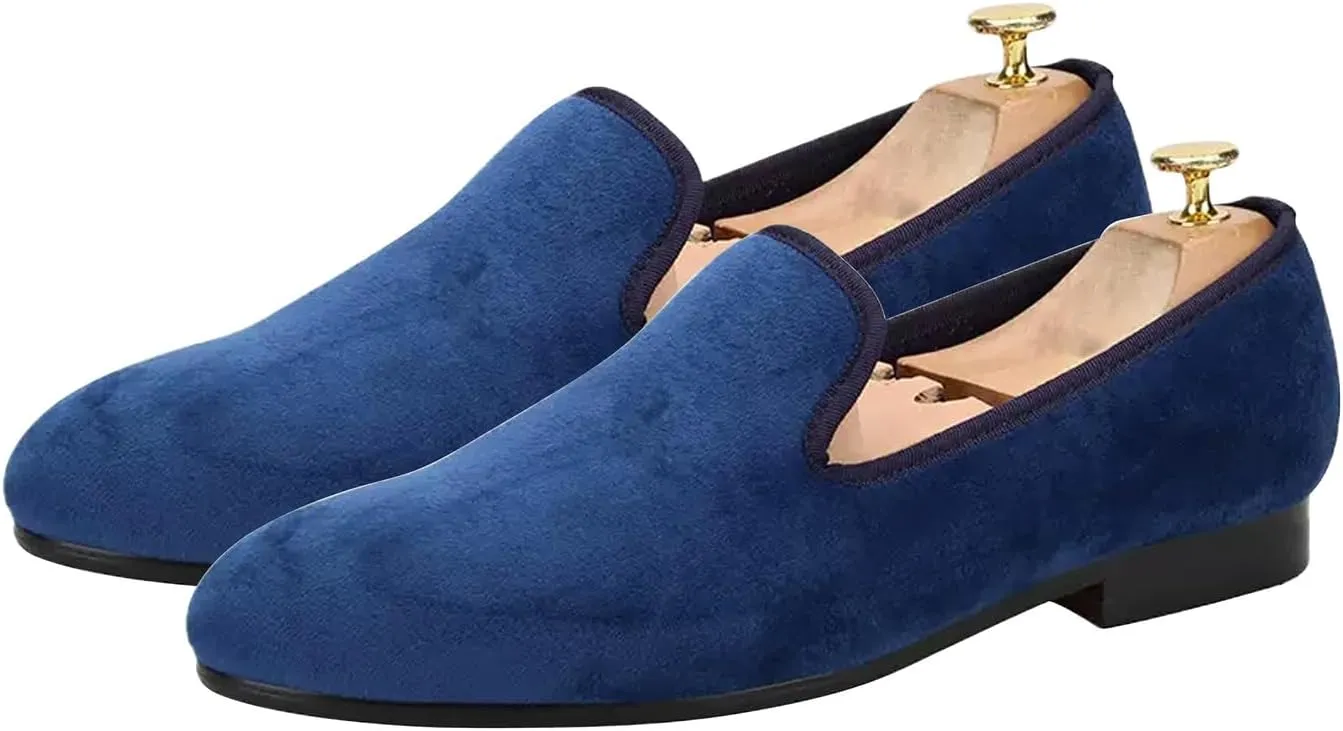 Santimon Men's Loafers Prom Wedding Dress Velvet Slip On Penny Loafers Fashion Tuxedo Casual Business Luxury Shoes Smoking Party Disco Moccasins for Men Boy