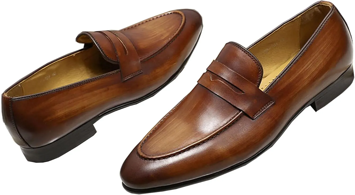 Santimon Men's Loafers Slip On Dress Casual Prom Shoes Genuine Leather Penny Loafers Mens Fashion Wedding Tuexdo Formal Business Suit Loafer Comfortable Walking Shoes