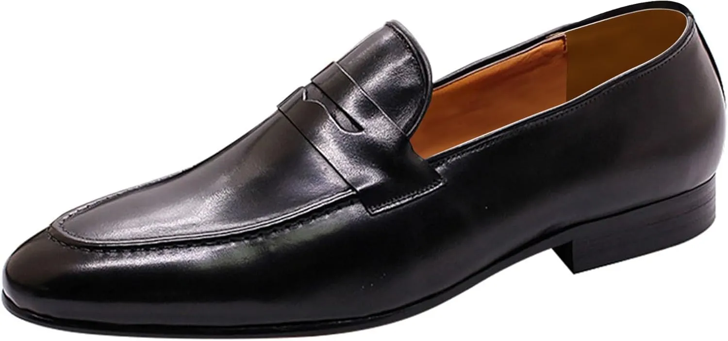 Santimon Men's Loafers Slip On Dress Casual Prom Shoes Genuine Leather Penny Loafers Mens Fashion Wedding Tuexdo Formal Business Suit Loafer Comfortable Walking Shoes