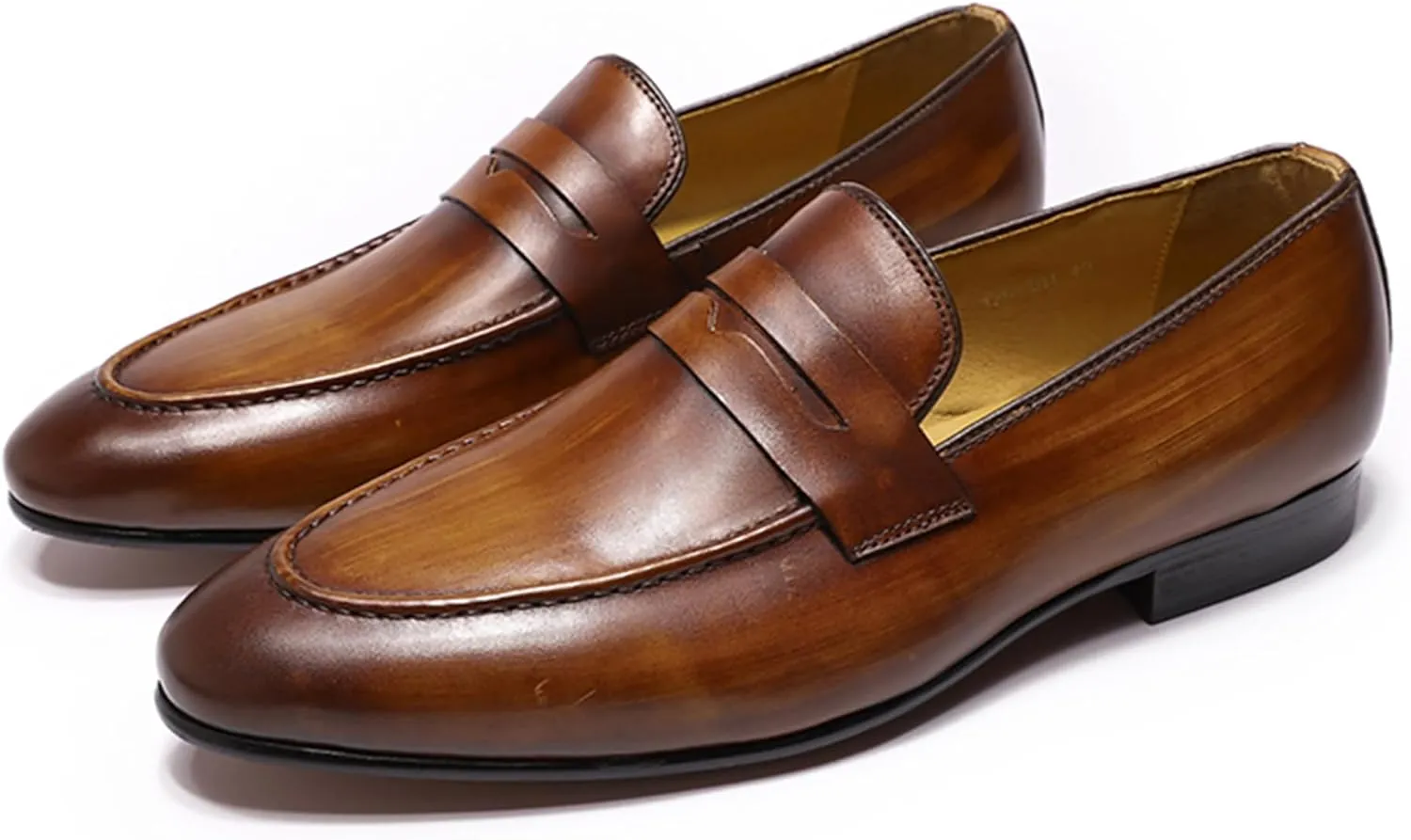 Santimon Men's Loafers Slip On Dress Casual Prom Shoes Genuine Leather Penny Loafers Mens Fashion Wedding Tuexdo Formal Business Suit Loafer Comfortable Walking Shoes