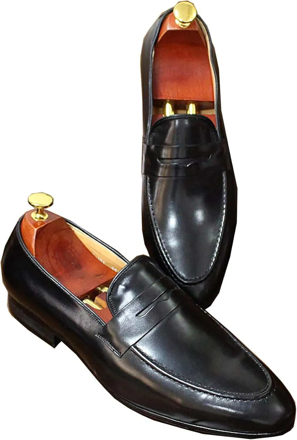 Santimon Men's Loafers Slip On Dress Casual Prom Shoes Genuine Leather Penny Loafers Mens Fashion Wedding Tuexdo Formal Business Suit Loafer Comfortable Walking Shoes