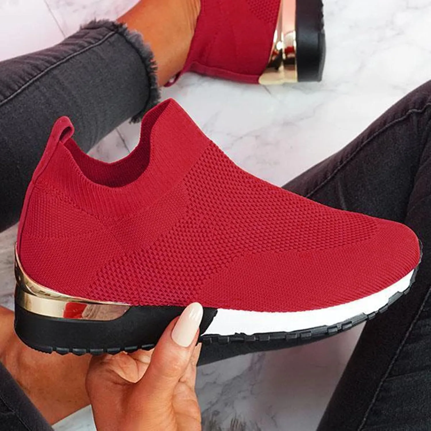 Sneakers for Women Walking Shoes Non Slip Lightweight Tennis Shoes Men Winter Women Shoes Casual Black Platform Sneaker Platform Tennis Shoe Loafers Casual Slip On