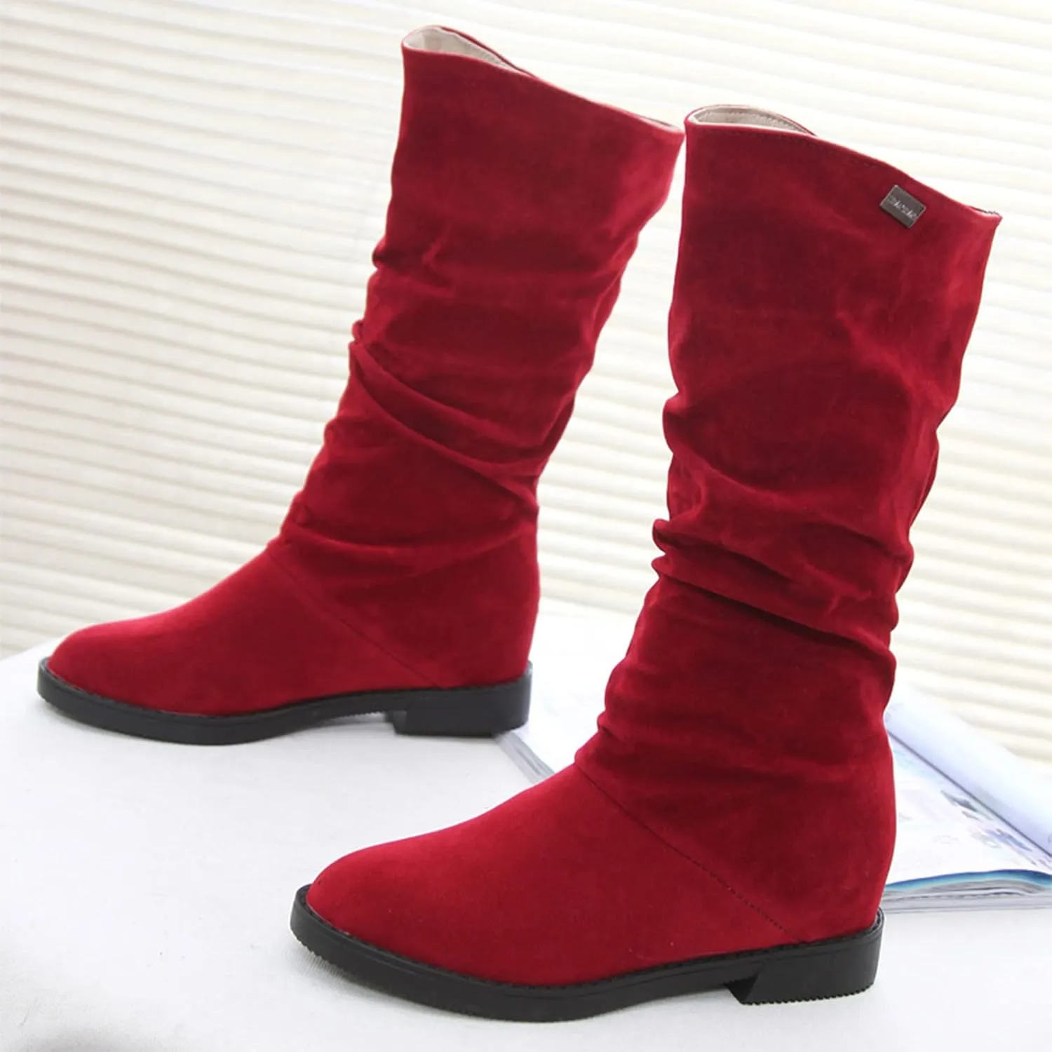 Winter Boots For Women Suede Flats Thigh High Boots Pull On Knee High Boots Mid Calf Fall Winter Warm Boots