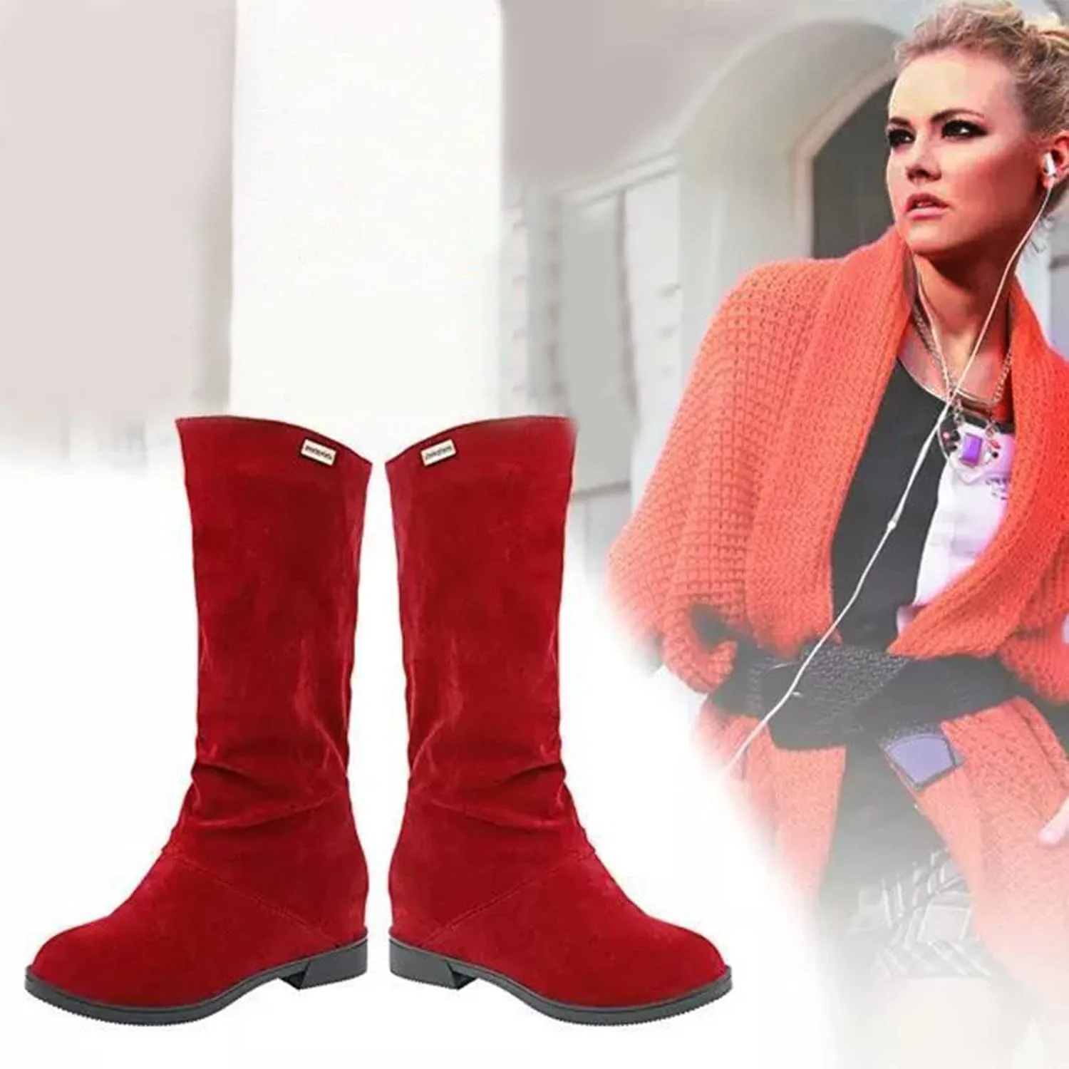 Winter Boots For Women Suede Flats Thigh High Boots Pull On Knee High Boots Mid Calf Fall Winter Warm Boots