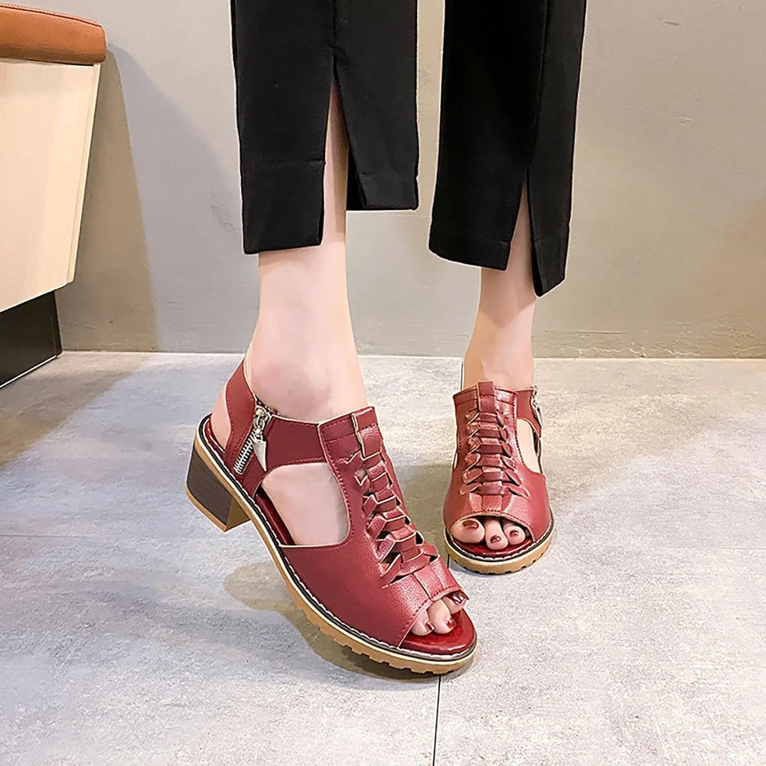 Women Sandals Platform Heels for Women Lightweight Chunky Open Toe Stylish Sandals with Adjustable Ankle Strap