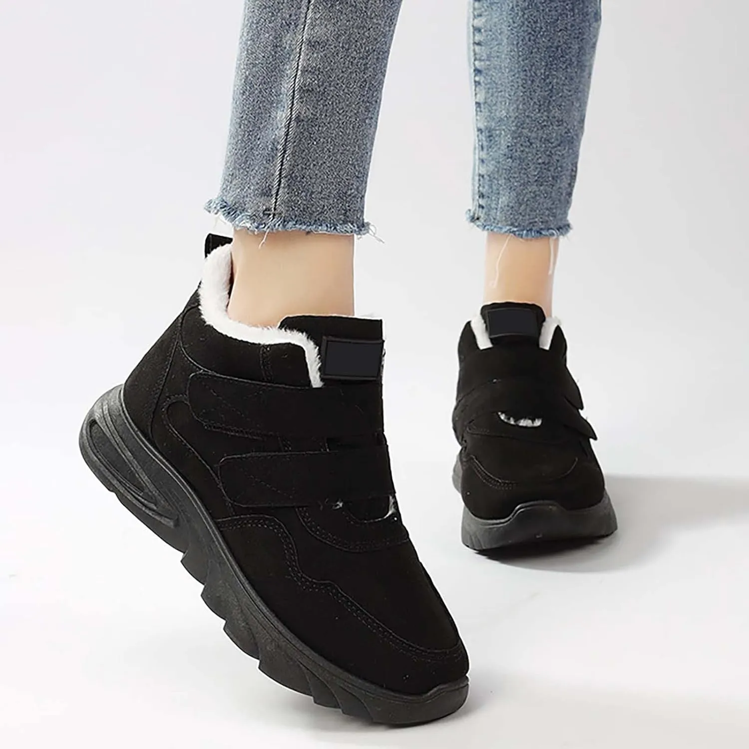 Women's Snow Boots Non-Slip Casual Sneakers Plush Lined Casual Shoes Winter Padded Warm Women's Extra Wide Boots